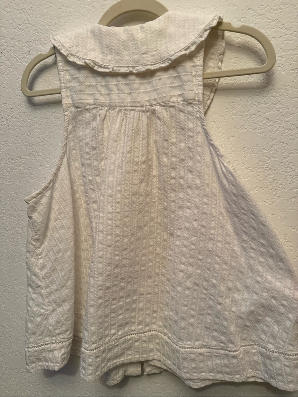 Anthropologie Puleo Cream Sleeveless Button-Front Swing Top w/Peter Pan Collar - Picture 3 of 5
